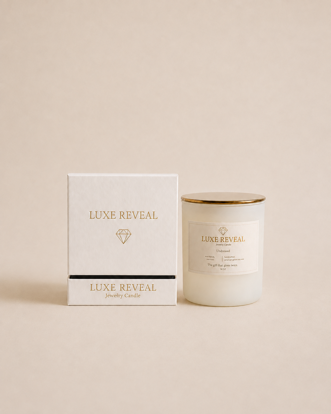 Undressed Luxe Reveal candle with its Luxe Reveal gift box
